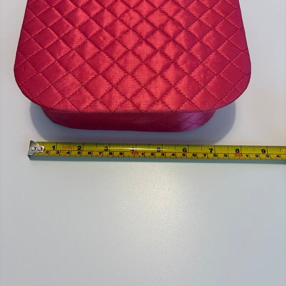 Vanity Organizer MCM Vintage Pink Quilted Satin Square Hinged Lid 8” sq x 2.5” H - Picture 5 of 5